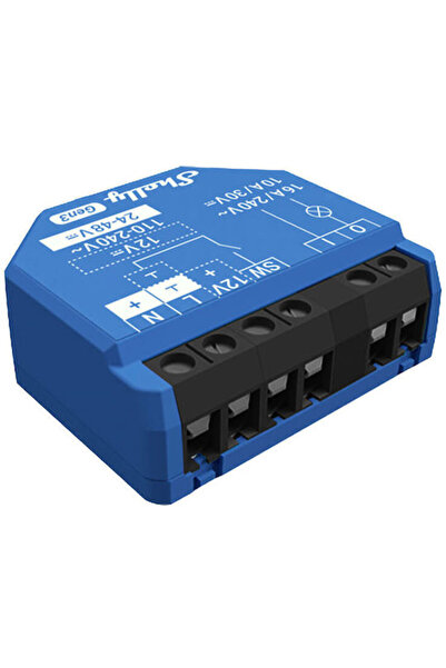 Shelly Έξυπνος Διακόπτης Gen3 1 Κανάλι Wi-Fi Bluetooth & RF 16A (Με Ουδέτερο)...