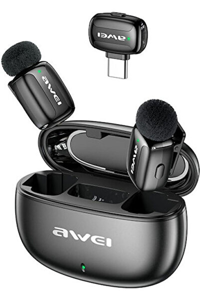 AWEI MK5 Duo Ασύρματο Σετ Μικροφώνων Πέτου με Τεχνητή Φωνή για Κινητά