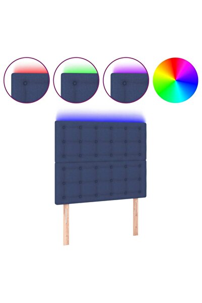 vidaxl Tăblie de pat cu LED, albastru, 100x5x118/128 cm, textil