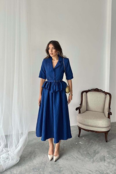 Caddebostan Moda Thin Belted Ruffle Jacket and Gathered Skirt Two-Piece Set