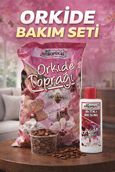 KL HOME Tropikal Orkide Toprağı ve 225ML Bitki Besini Seti – Premium Orkide B...