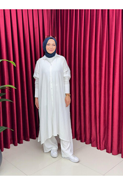 Modanurseda Sada Kadın Tesettür Tunik Pantolonlu Yazlık Takım Büyük Beden