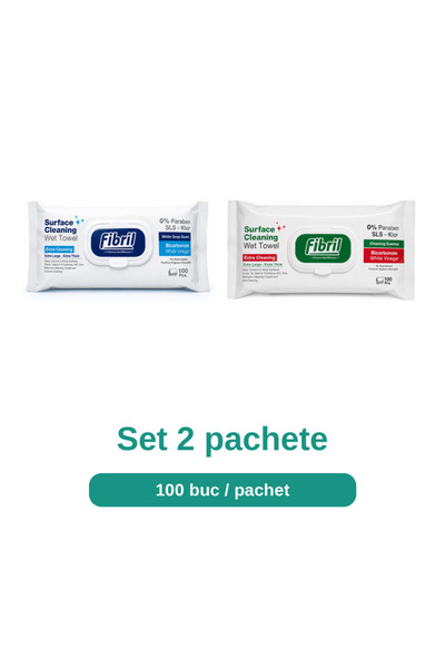 Fibril Set Servetele Umede pentru Suprafete, Mix White Soap si Aroma Fresh, 2...