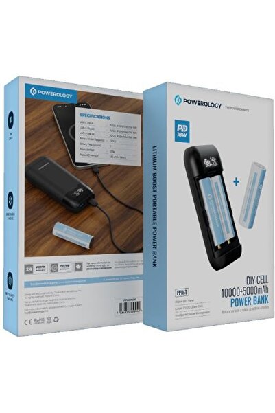Powerology Diy Cell 10000+5000mAh Powerbank Grey