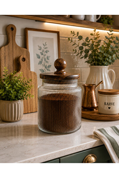 YDGR Glass Jar with Acacia Wood Lid Kitchen Food Coffee Tea Sugar Storage Jar...