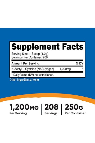 Nutricost N-Acetyl L-Cysteine (NAC) Powder 250 Grams - Vegan NAC, Non-GMO, 208 Servings