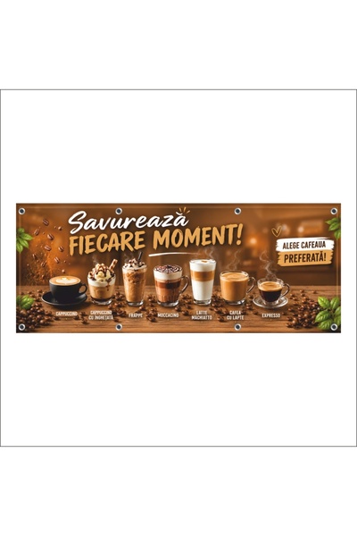 media Banner MEDIA, "Cafea, frappe, expresso" model1, 200 x 80 cm, de exterior