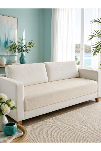 Luxoras Home Düz Keten Sade Koltuk Örtüsü Bohem Dekoratif Kanepe Çekyat Oturm...