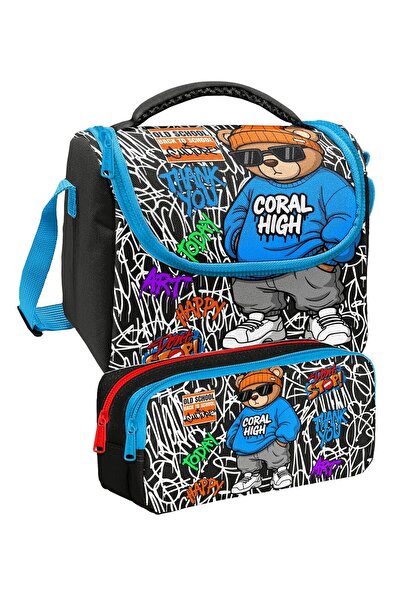 Coral High Set de geantă pentru prânz și creion pentru băieți, cu imprimeu cu...