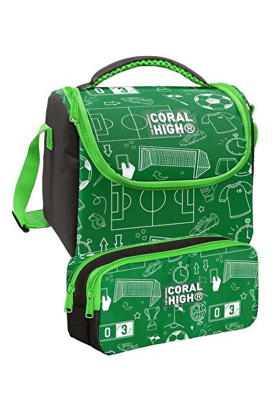 Coral High مجموعة حقيبة التغذية والقلم المطبوعة باللون الأخضر للأولاد (37147+...