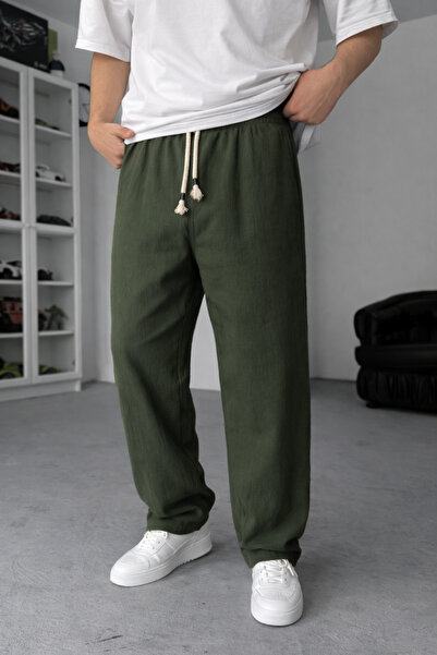 STRAVON Men's Baggy Cut Muslin Trousers Comfortable Style Non-Sweating Lightw...