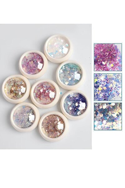 Ocean Nail Art Holografik Sim & Pul Seti 8 Renkli Glitter Set EBAY-123