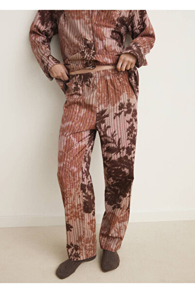 MANGO Woman Fuzzy Patterned Pajama Pants