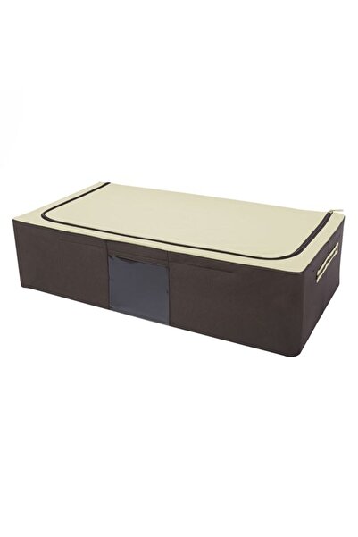 OEM Husă ecru-maro cu cadru metalic pentru haine, 80x40x20 cm, material oxfor...