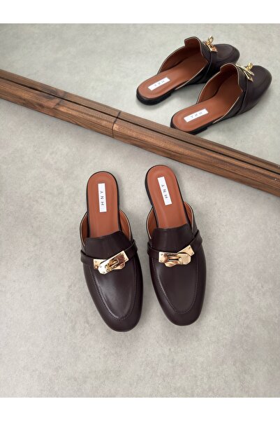 hny shoes Acı Kahve Toka Detaylı Terlik