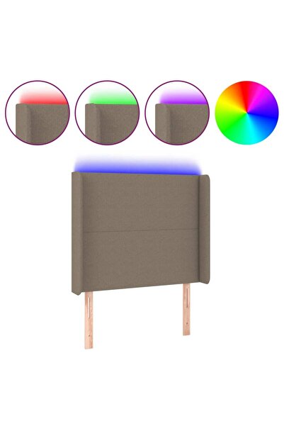 vidaxl Tăblie de pat cu LED, gri taupe, 83x16x118/128 cm, textil