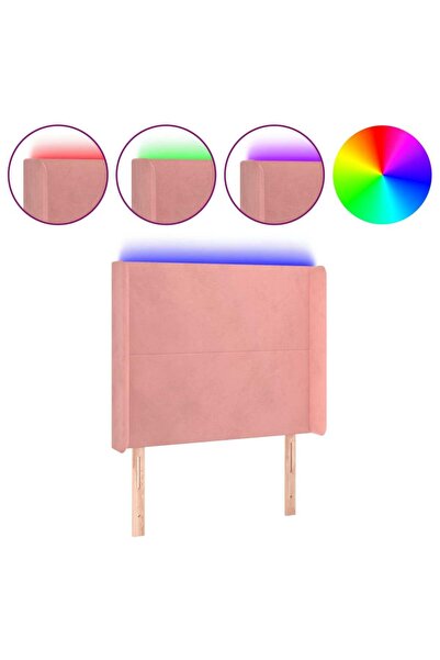 vidaxl Tăblie de pat cu LED, roz, 83x16x118/128 cm, catifea