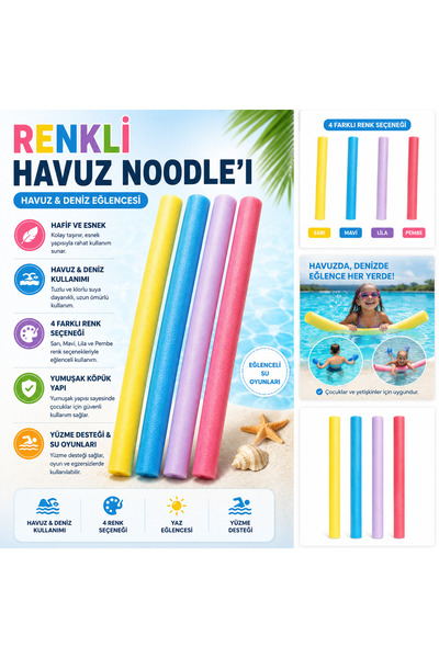 DoruCO Renkli Deniz Makarası Yüzme Noodle'ı – Havuz ve Deniz Eğlence Köpüğü (...