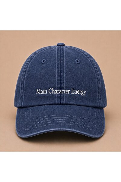 WeavedCo Main Character Energy Written Vintage Washed Hat (Not Printed, Embro...