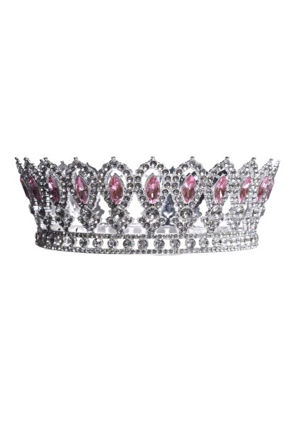 Decoratiuni Dulci Coronita eleganta argintie cu pietre roz