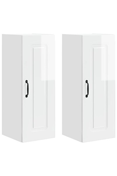 vidaxl Dulap de bucătărie Kalmar 2 pcs Alb lucios 30 x 31 x 80 cm