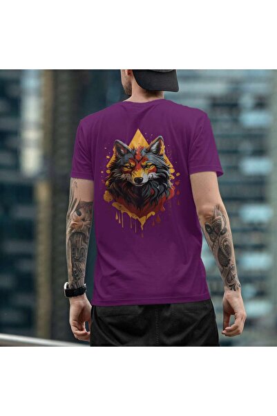 iLovePrints Vibrant Abstract Wolf Art Tshirt