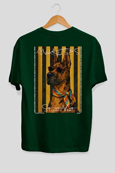 Ankhises Tricou verde supradimensionat cu imprimeu Dog For Dog Lovers, 100% b...