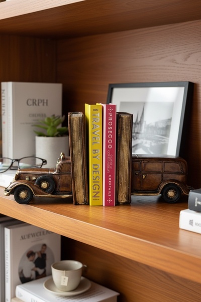 DekorKutum RetroDrive Klasik Araba Tasarımlı Dekoratif Kitap Tutucu Ofis Ve E...