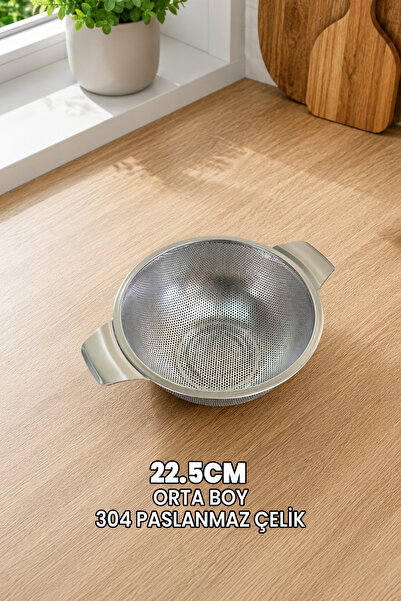 Destpak (Medium 22.5cm) Stainless Steel Strainer with Handle - Professional 3...