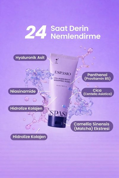 ESPASIO قطعتان من قناع الكولاجين للوجه قابل للتقشير (Peel Off) |   حمض الهيالورونيك وسيكا والنياسيناميد |   مرطب مضاد للعيوب 50 مل