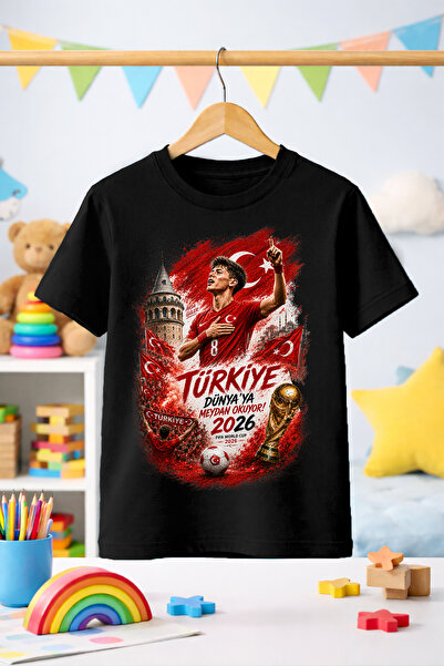 Zeycem Store تيشيرت للأطفال مطبوع بنمط منتخب تركيا لكأس العالم 2026 2 باللوني...