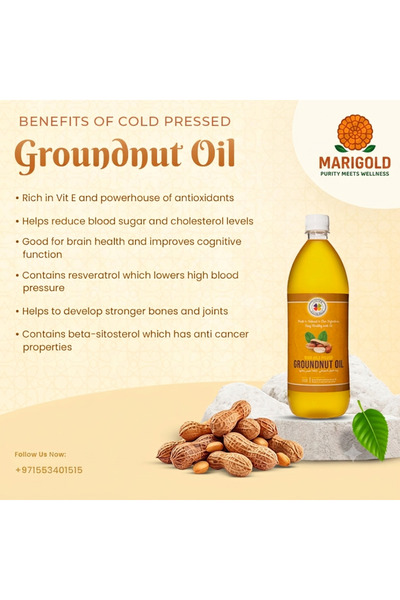 Marigold FarmFood Coldpressed woodcoldpressed groundnut oil 1 Lt