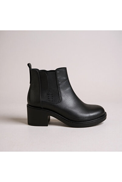Hayati Arman Women's Genuine Leather Rubber Detailed Thick Heeled Chelsea Boo...