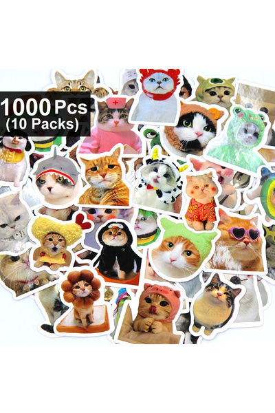 Choice3 1000pcs(10 packs) 100/500/1000pcs Funny Cat Stickers Cartoon Cute Dec...