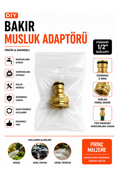 DIY Bakır Musluk Adaptörü Pirinç Musluk Bağlantı Aparatı Hortum Adaptörü Musl...