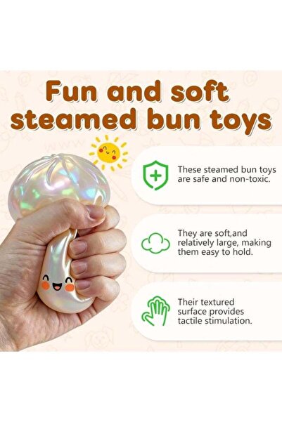ATRJSZ Dumpling Squishies Toy, Giant Glitter Dumpling, Colorful Steamed Bun Stress Balls Fidget Sens