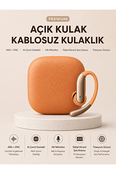 Ayers Premium Açık Kulak Bluetooth Kulaklık, 144 Dil AI Çeviri Destekli Bluet...
