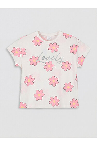 LC Waikiki Peak New Season Crew Neck Floral Printed Girls' T-Shirt
