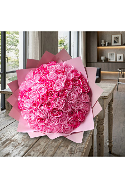 Boutique Bellaria Buchet 57 Trandafiri de Lux din Satin, Flori Eterne, Cadou ...