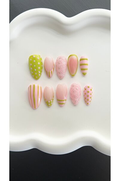 Store Takma Tırnak - Pink Çilek 10'lu