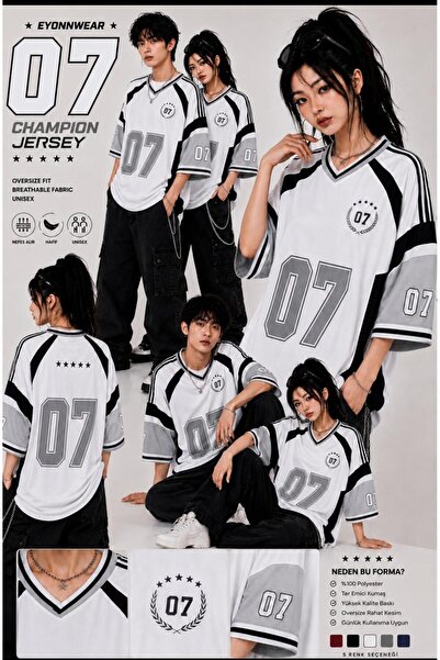 eyonnwear Unisex 07 Printed Blokecore Vintage Oversize Jersey