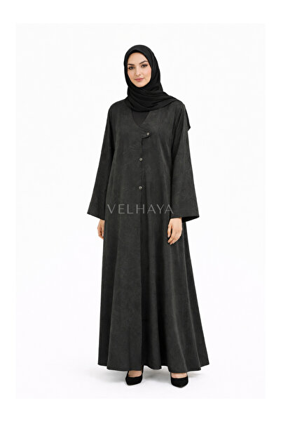 VELHAYA عباءة سوداء فاخرة مفتوحة - زي دبي الأنيق المحتشم للنساء