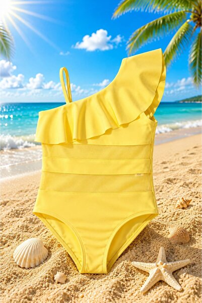 My Kids Wear Girl's One-Piece Swimsuit with Ruffle and Tulle Detail. 12841
