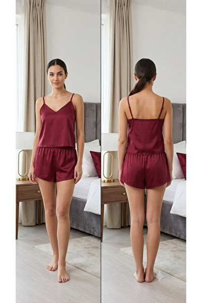 beyaz homewear ŞORTLU TAKIM SATEN
