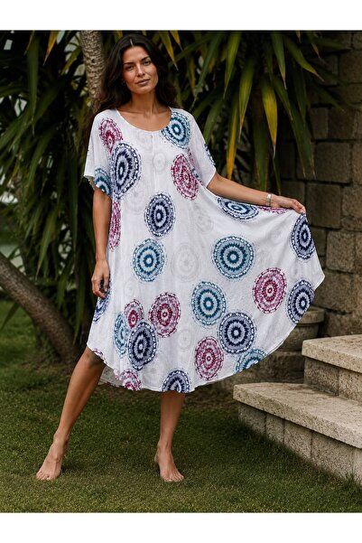 MENSAR OTANTİK Woven Viscose Patterned Dress Standard Size 38/48 Compatible