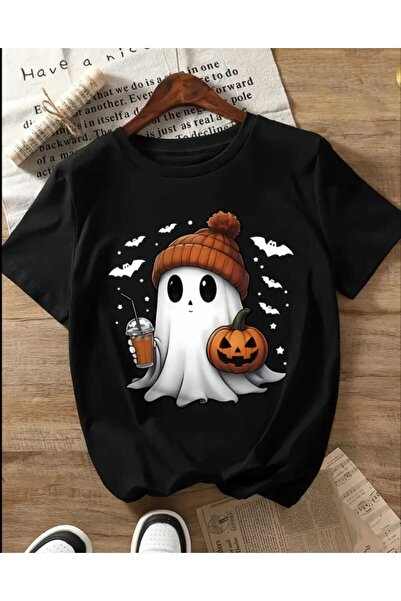 JENOLAN Tricou oversize casual Boyfriend cu imprimeu fantomă de Halloween