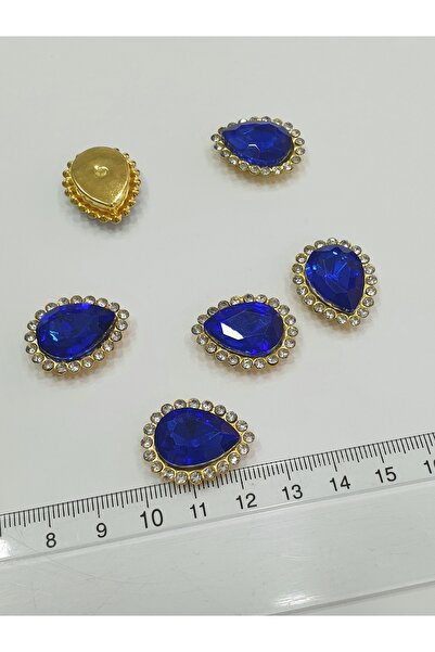 CRYSTALSHOP حافة مرصعة بالأحجار - قطرة زرقاء 18*24 ملم (25 قطعة)