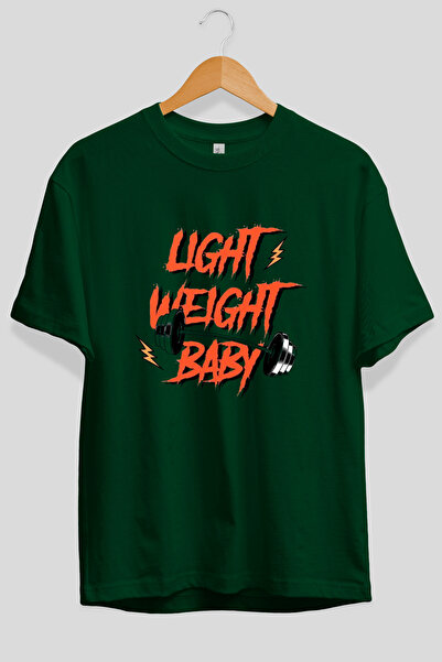 Ankhises Tricou verde cu imprimeu frontal, ușor și supradimensionat pentru be...
