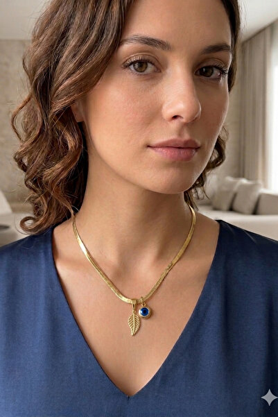 Balenbi Women's Gold Color Non-Tarnishing Steel Necklace with Evil Eye Beads ...