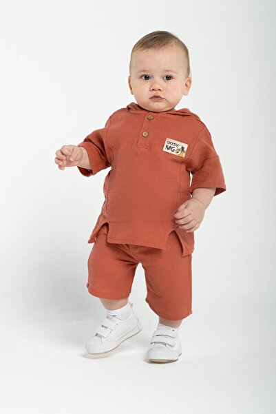 pio Baby Boy Muslin Hooded Shorts Set - Summer Breathable Cotton 2-Piece Baby...